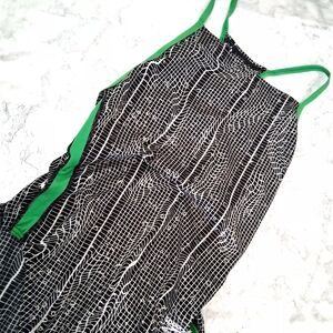 SPEEDO Black, White Color & Green Border One Piece with Green Size 14